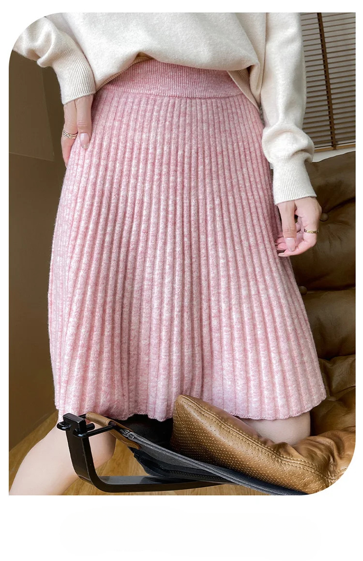 Pleated Fashion Losse Knit High-End Elegant And Vintage Mini Skirts - Image 5