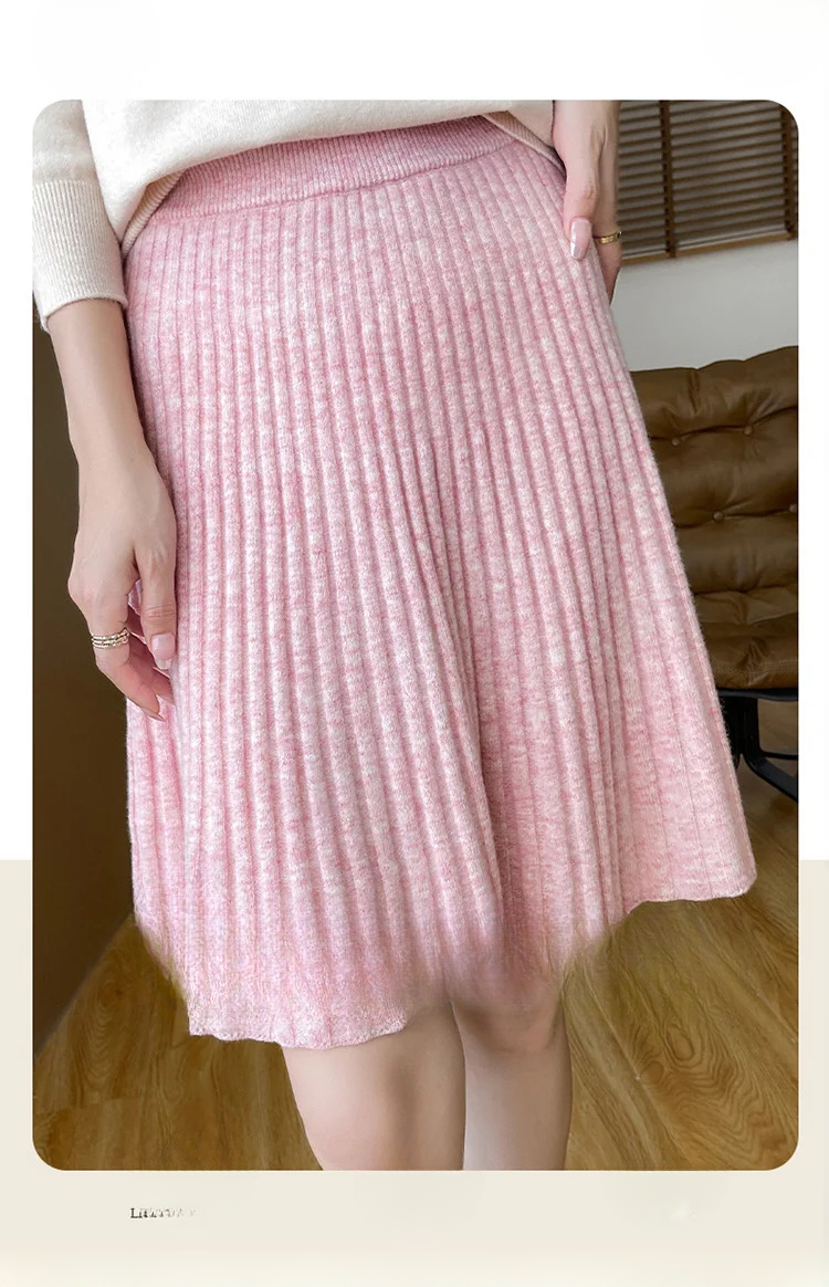 Pleated Fashion Losse Knit High-End Elegant And Vintage Mini Skirts - Image 7