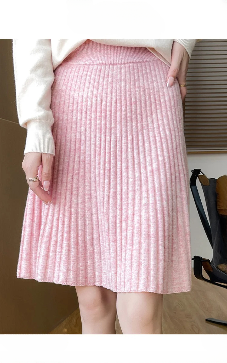 Pleated Fashion Losse Knit High-End Elegant And Vintage Mini Skirts - Image 8