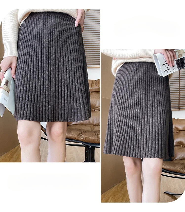 Pleated Fashion Losse Knit High-End Elegant And Vintage Mini Skirts - Image 13