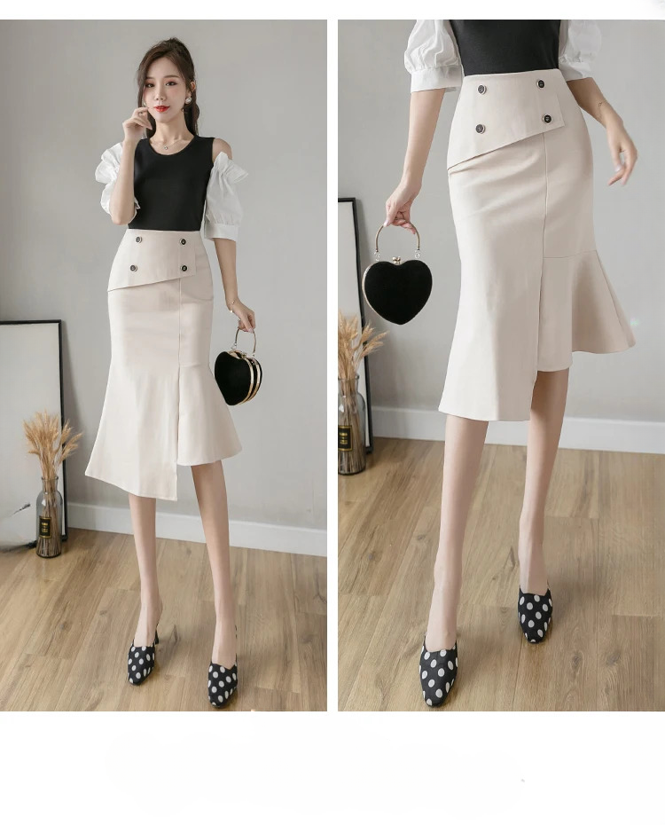 Ruffles Slim High Waist Bodycon Fashion Elegant And Vintage Long Skirt - Image 19