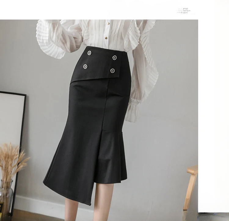 Ruffles Slim High Waist Bodycon Fashion Elegant And Vintage Long Skirt - Image 21