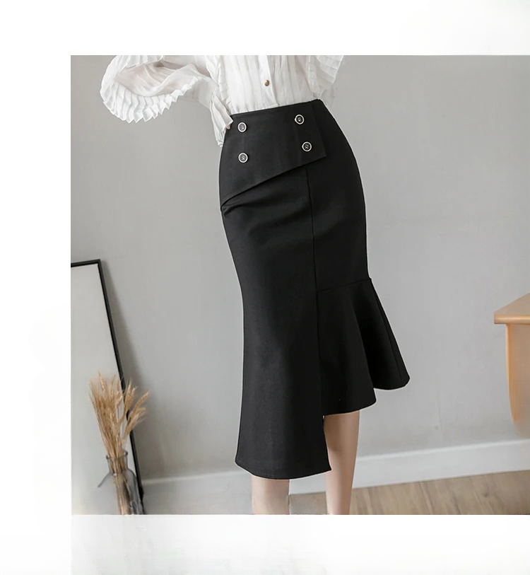 Ruffles Slim High Waist Bodycon Fashion Elegant And Vintage Long Skirt - Image 22