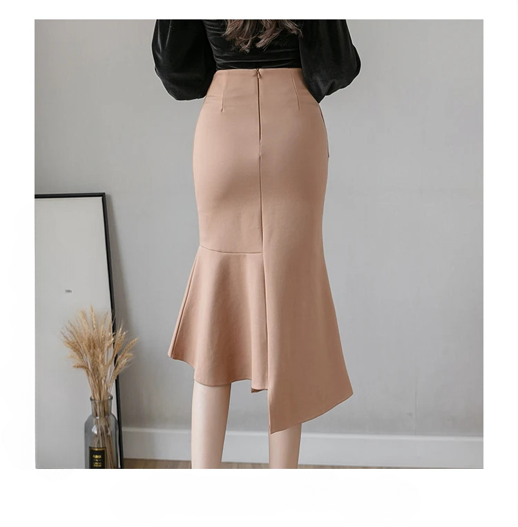 Ruffles Slim High Waist Bodycon Fashion Elegant And Vintage Long Skirt - Image 17