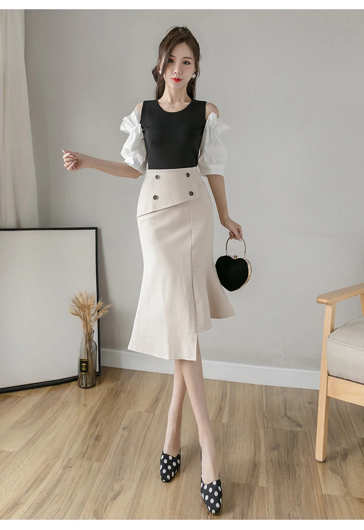 Ruffles Slim High Waist Bodycon Fashion Elegant And Vintage Long Skirt - Image 18