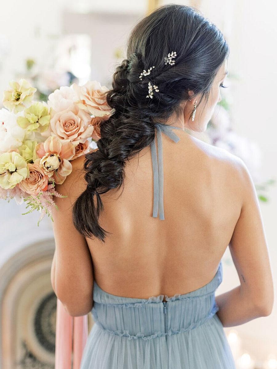 Jewel Neck Fashion Floor-Length A-Line Sleeveless Bridesmaid Dress - Image 8