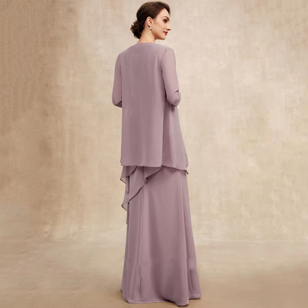 Beauteous O Neck Sheath Sleeveless Beading Formal Tiered Floor Length Wedding Party Mother Gown - Image 5