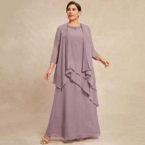 Beauteous O Neck Sheath Sleeveless Beading Formal Tiered Floor Length Wedding Party Mother Gown