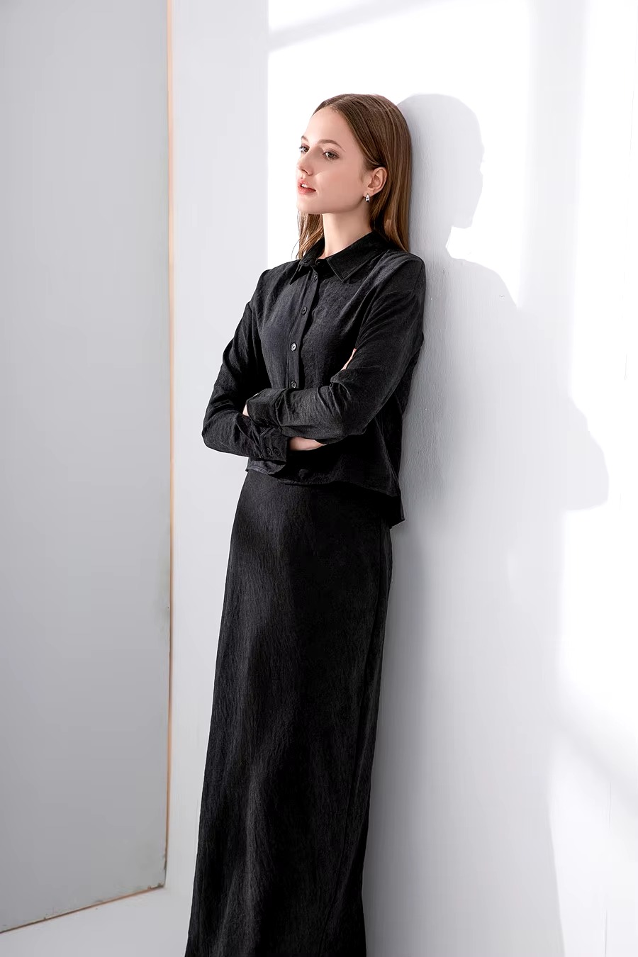 Casual A-line Viscose Shirt And Skirts 2 Piece Set - Image 5