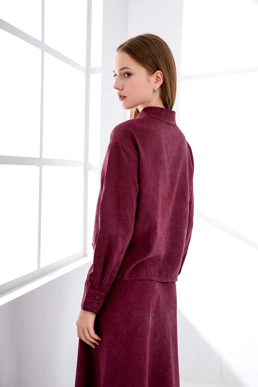 Casual A-line Viscose Shirt And Skirts 2 Piece Set - Image 3