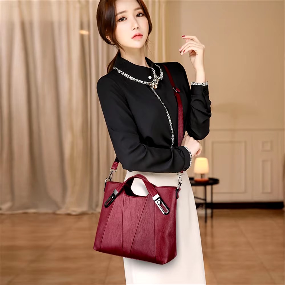 Casual Sequined Designer PU Leather Leisure Crossbody Shoulder Tote Bag