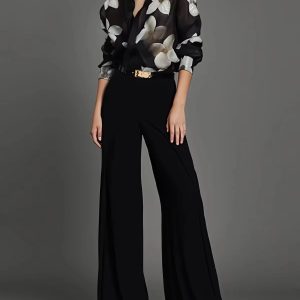 Casual Floral Printed Button Long Sleeves Loose Lapel Office Blouses Shirts