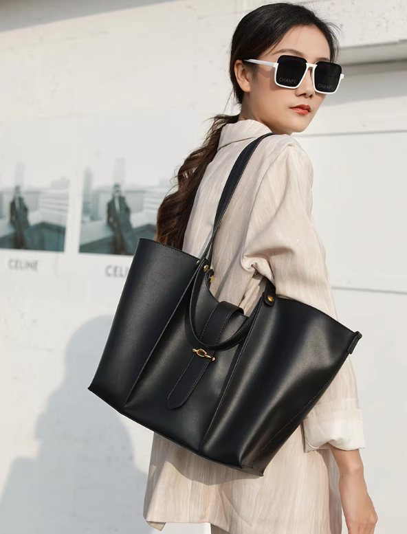 Casual Genuine Leather Open Pocket High Quality Large Totes Shoulder Bags - Image 12