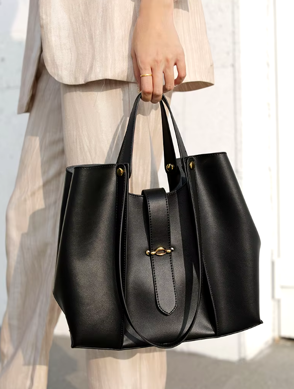 Casual Genuine Leather Open Pocket High Quality Large Totes Shoulder Bags - Image 14