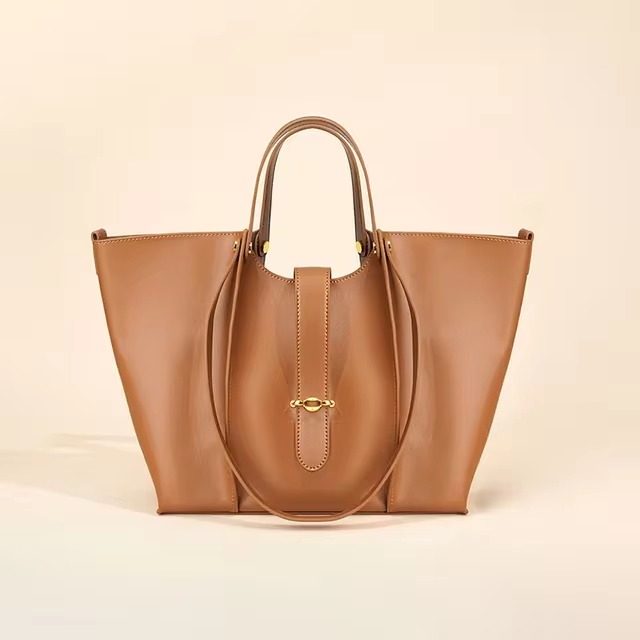 Casual Genuine Leather Open Pocket High Quality Large Totes Shoulder Bags - Image 4