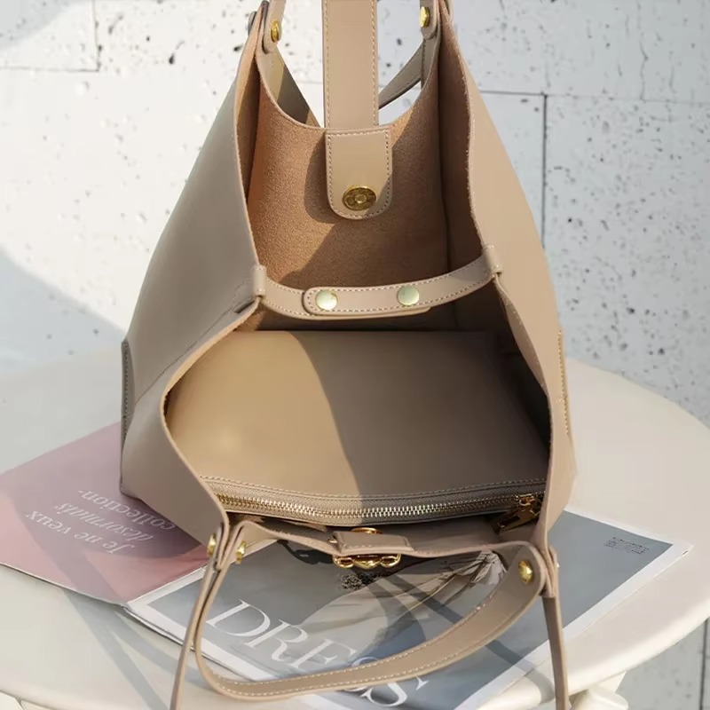 Casual Genuine Leather Open Pocket High Quality Large Totes Shoulder Bags - Image 11