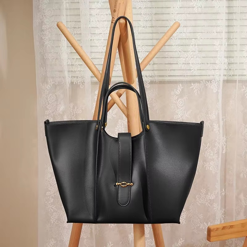 Casual Genuine Leather Open Pocket High Quality Large Totes Shoulder Bags - Image 15