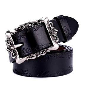 Casual Genuine Leather Punk High Quality Jeans Designer Metal Belt