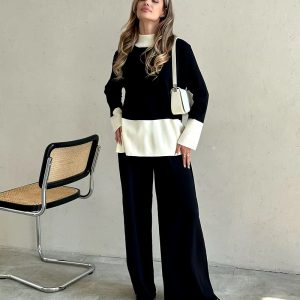 Casual Knitted Sweater Matching Sets Two Piece Set