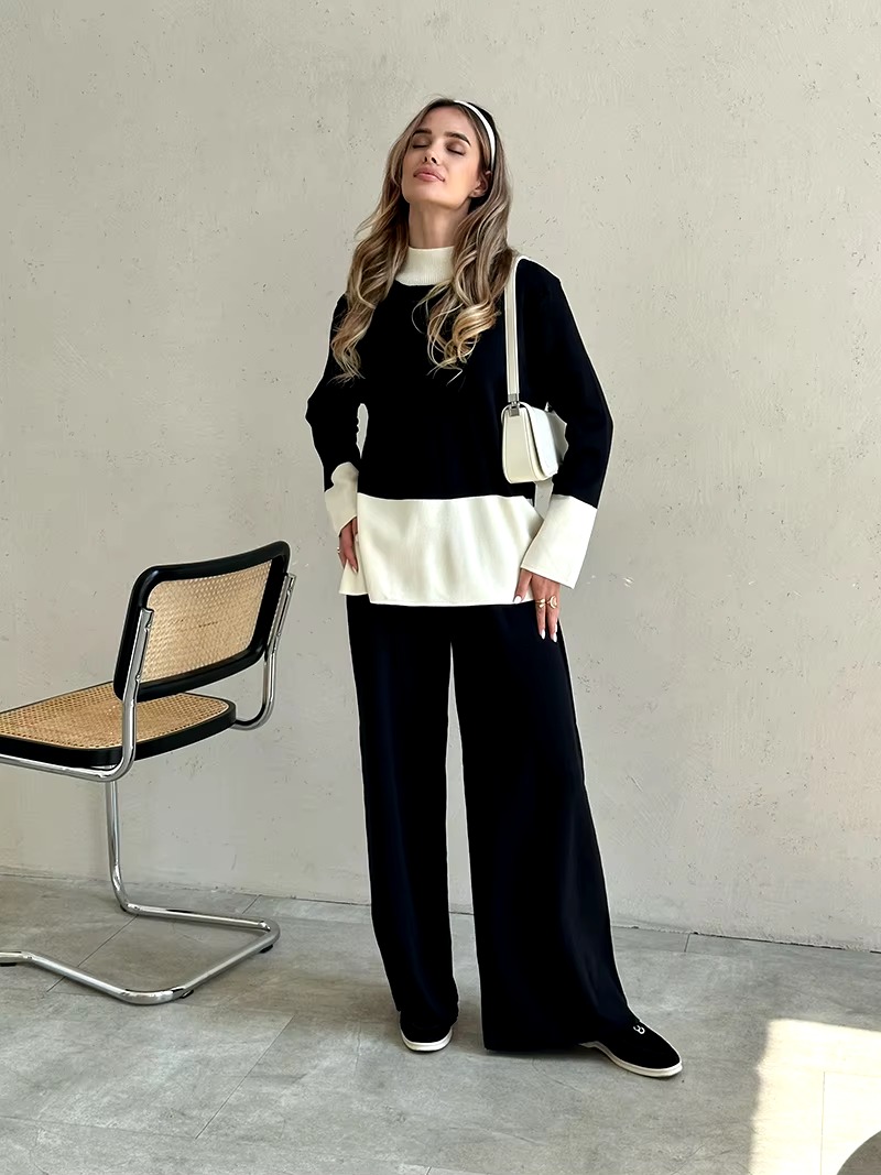 Casual Knitted Sweater Matching Sets Two Piece Set