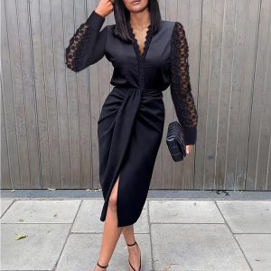 Casual Long Sleeves Cut Out Birthday Bodycon Midi Dress