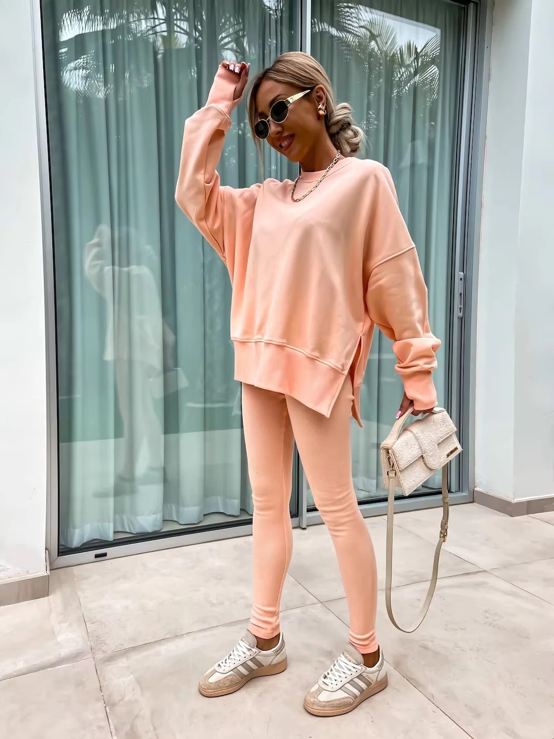 Casual Loose-Fitting Sweater Tight Pants 2 Piece Suit - Image 2