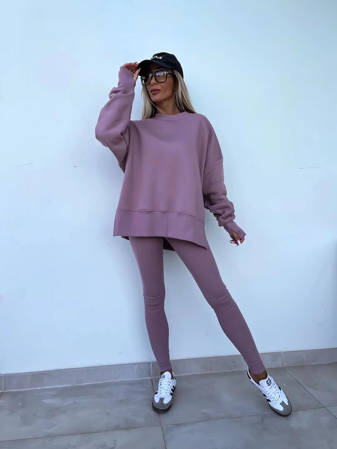 Casual Loose-Fitting Sweater Tight Pants 2 Piece Suit - Image 17