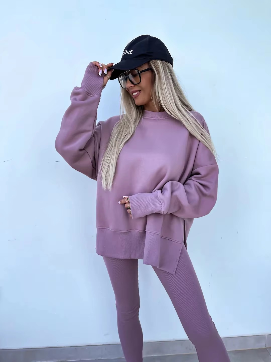 Casual Loose-Fitting Sweater Tight Pants 2 Piece Suit - Image 18