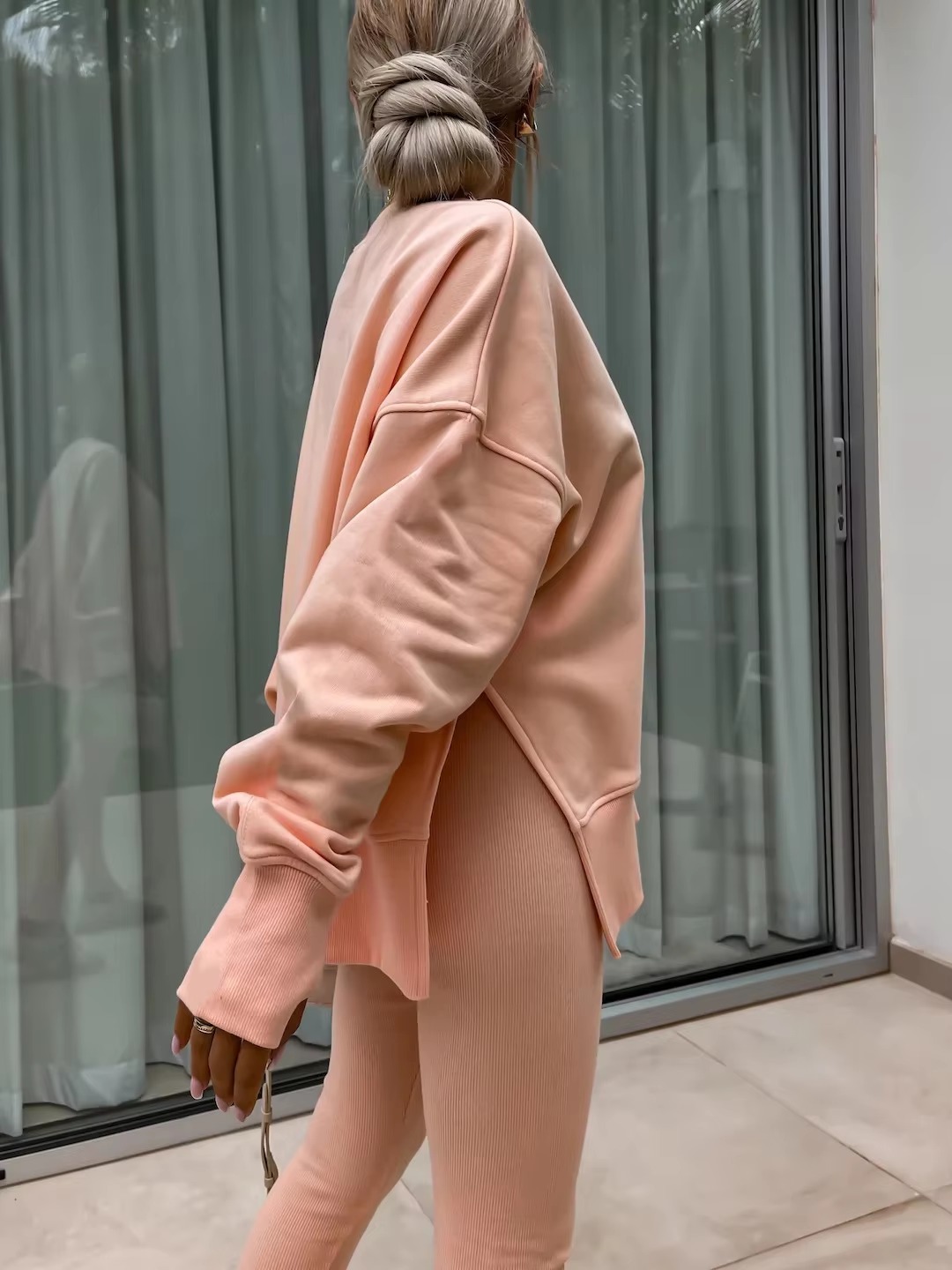 Casual Loose-Fitting Sweater Tight Pants 2 Piece Suit - Image 3