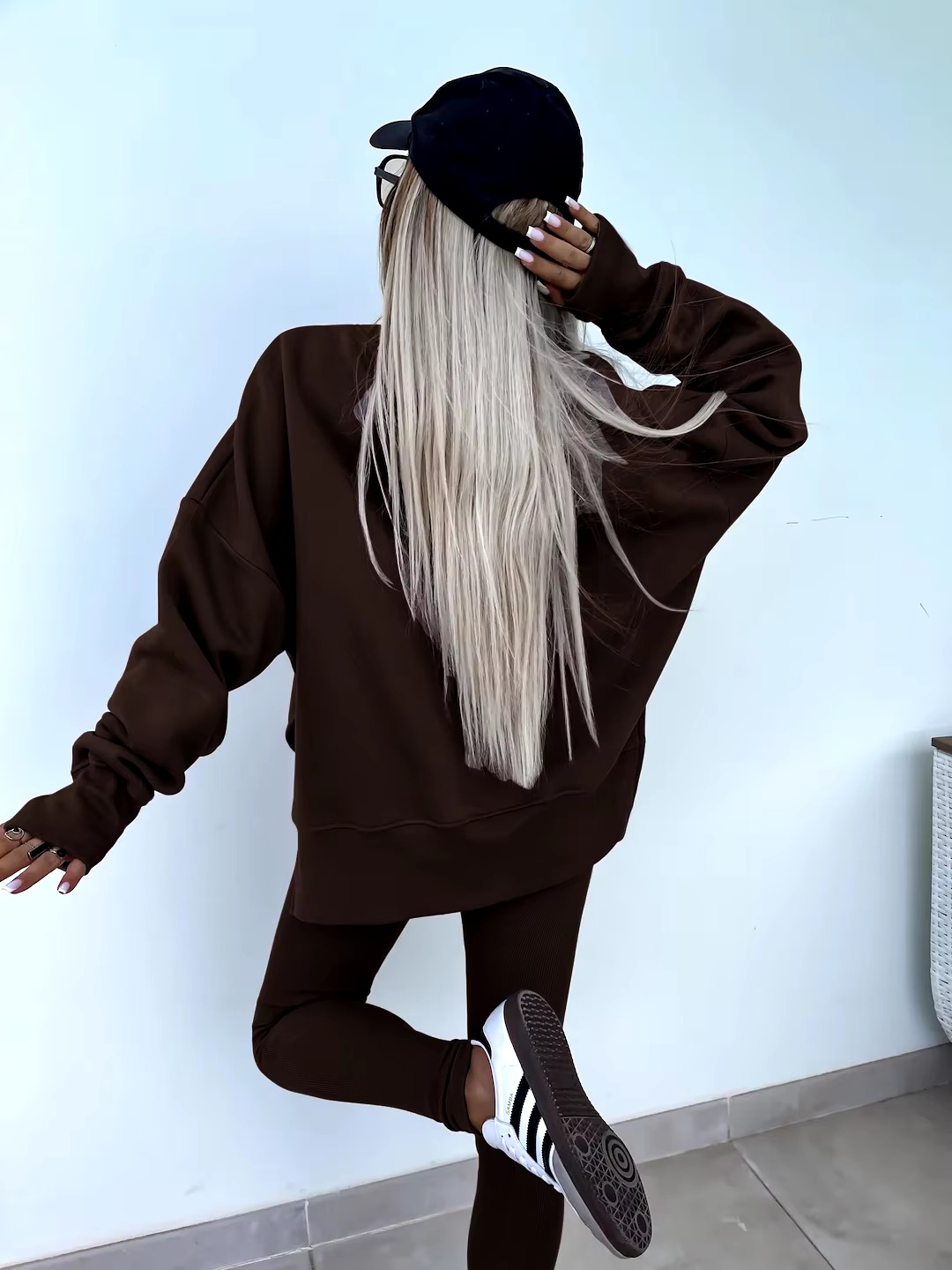 Casual Loose-Fitting Sweater Tight Pants 2 Piece Suit - Image 35