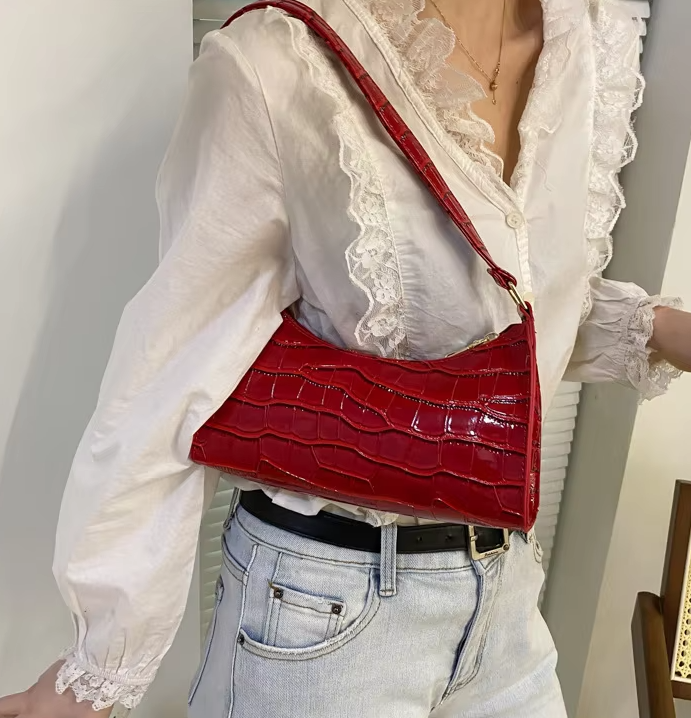 Casual PU Leather Solid Color Chain Retro Totes Shoulder Shopping Handbag - Image 18