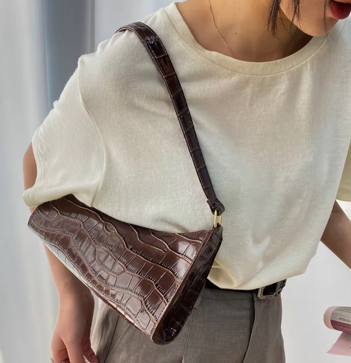 Casual PU Leather Solid Color Chain Retro Totes Shoulder Shopping Handbag - Image 8