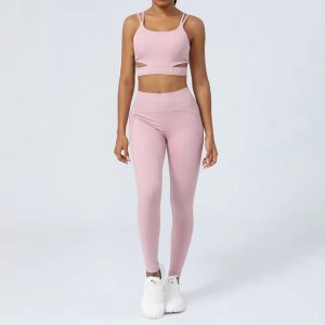 Casual Pants And Bra Cloud Feeling Ribbed Two Piece Yoga Suit