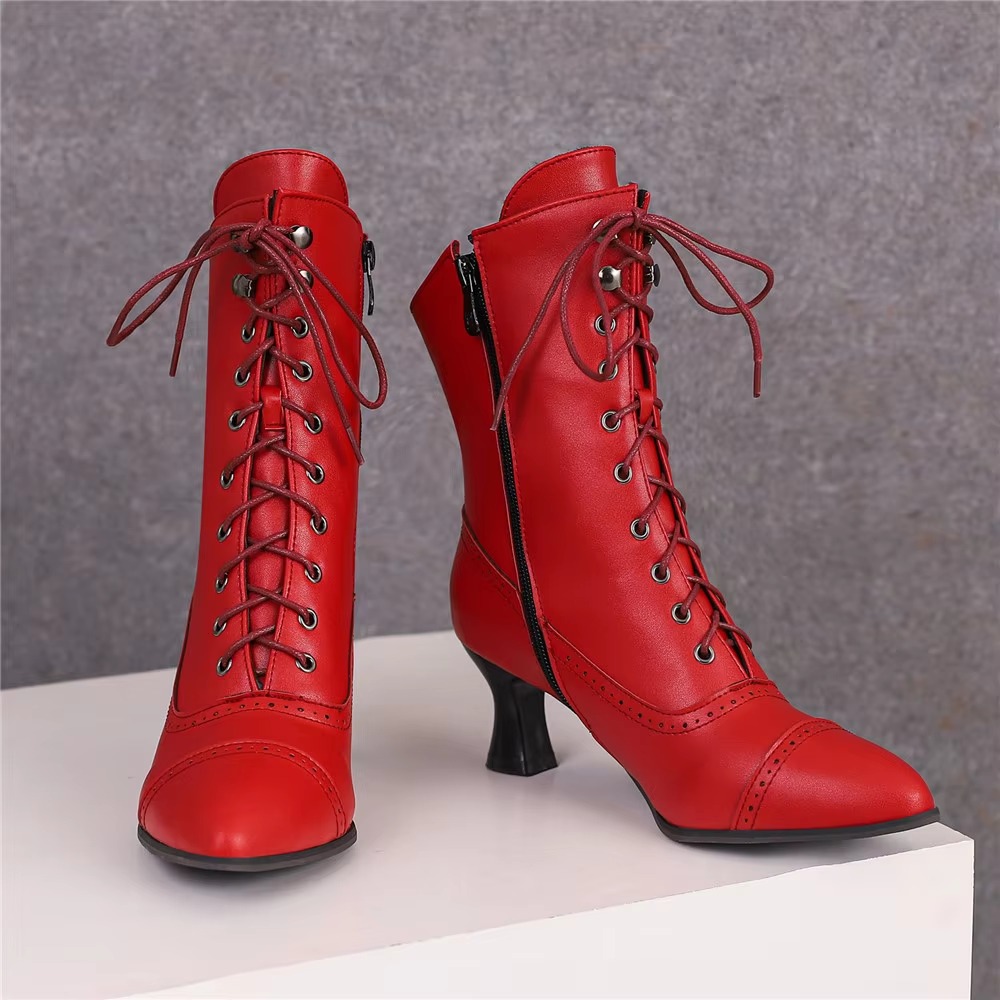 Casual Pointed Toe High Heel Shoes Strange Steampunk Boot - Image 19