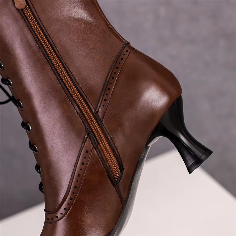 Casual Pointed Toe High Heel Shoes Strange Steampunk Boot - Image 29