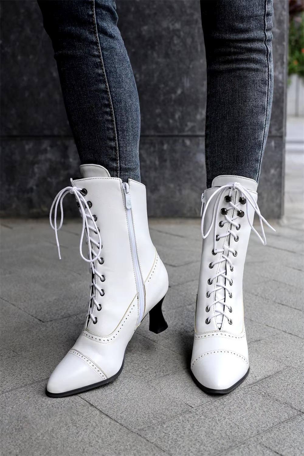 Casual Pointed Toe High Heel Shoes Strange Steampunk Boot - Image 43