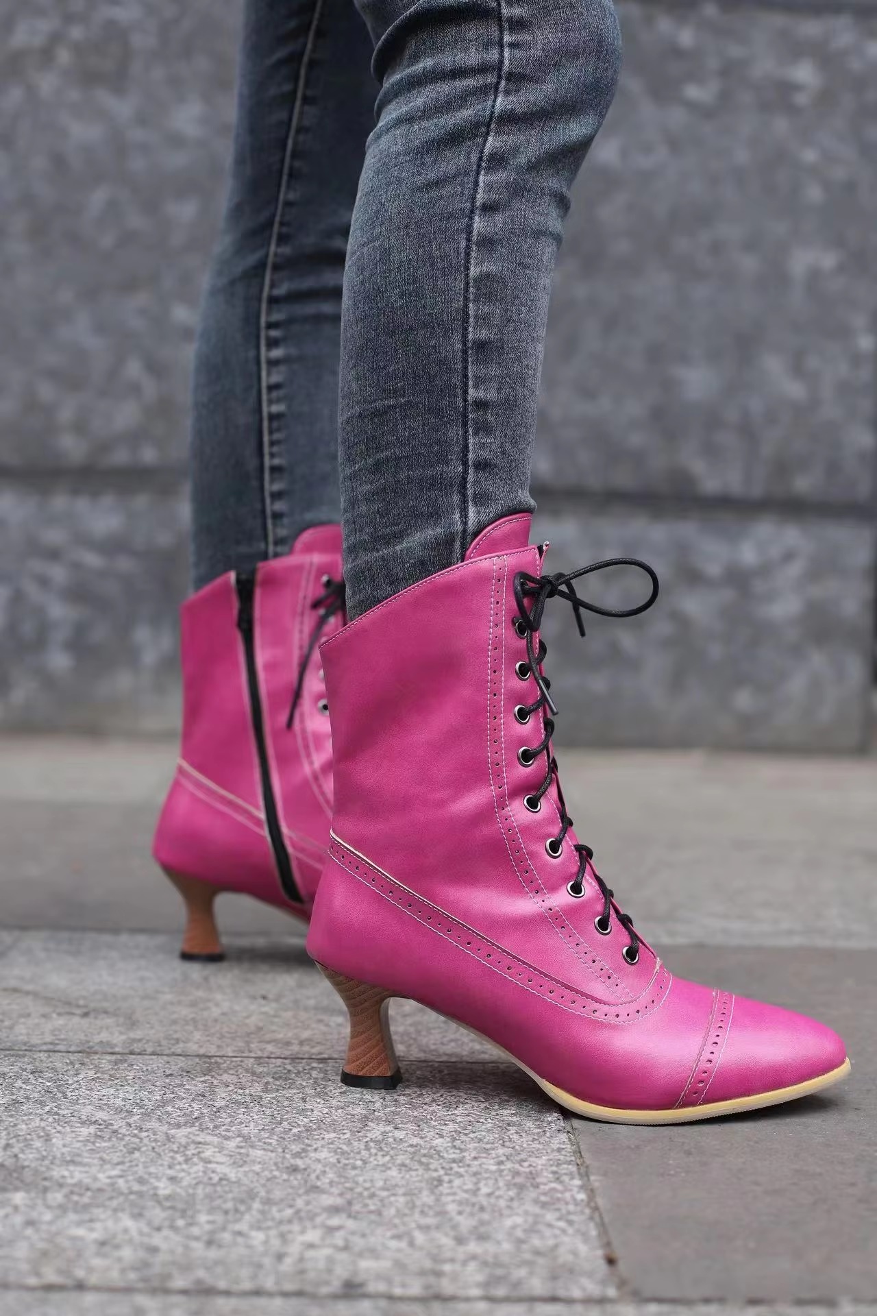 Casual Pointed Toe High Heel Shoes Strange Steampunk Boot - Image 37