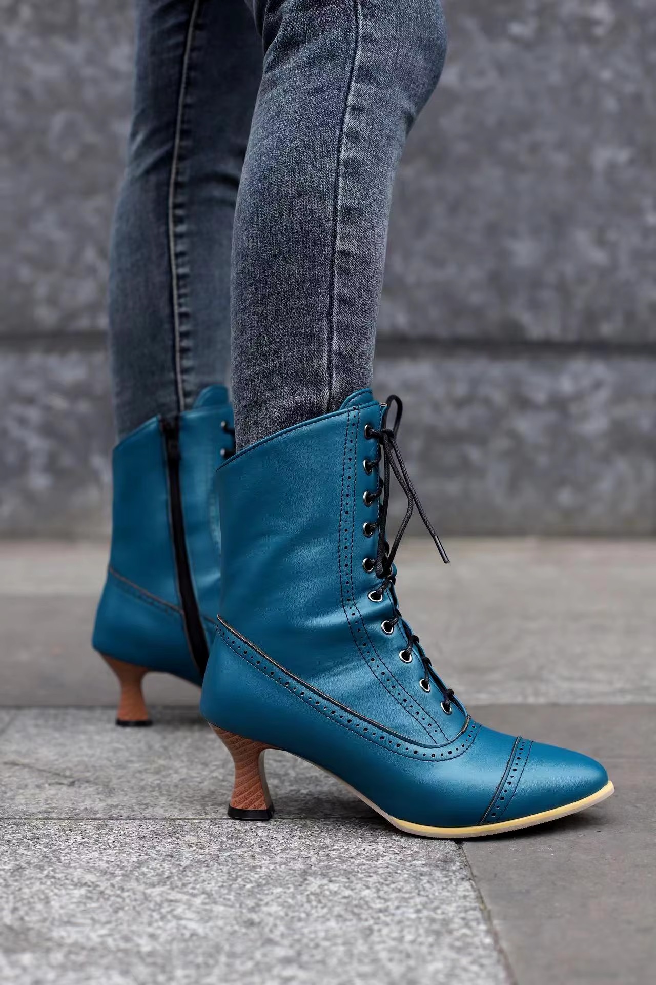 Casual Pointed Toe High Heel Shoes Strange Steampunk Boot - Image 34