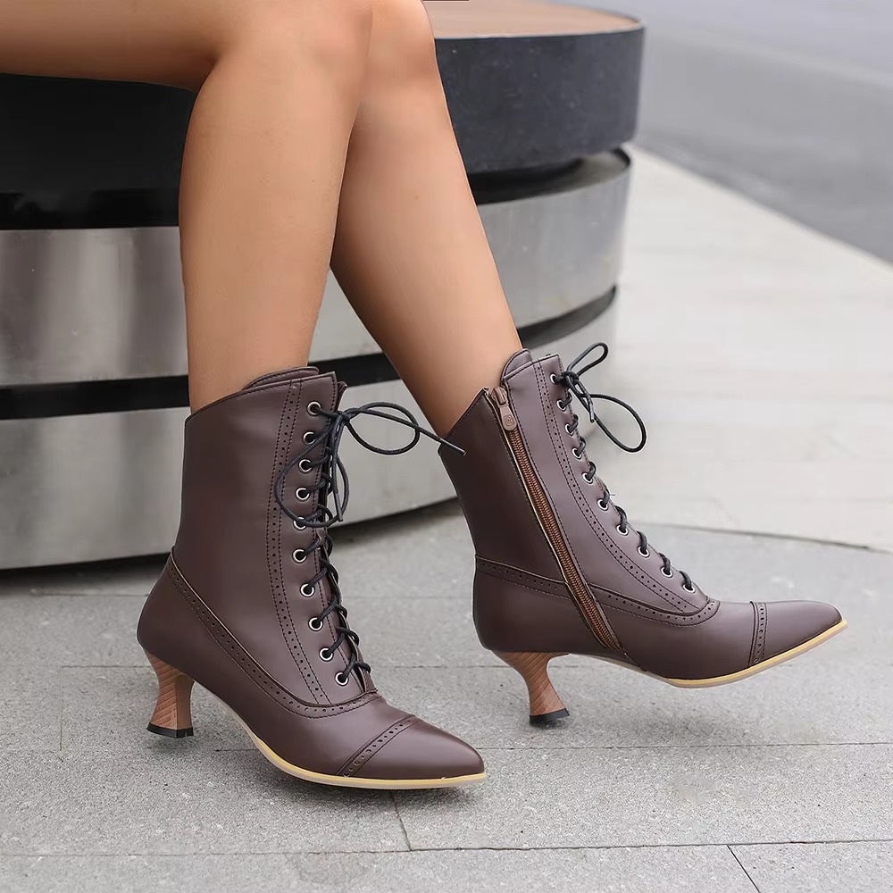 Casual Pointed Toe High Heel Shoes Strange Steampunk Boot - Image 33