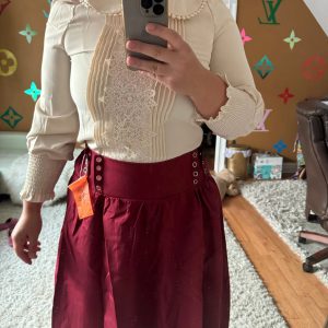 Casual Preppy Style High Waist Lace-up Pleated Shirt And Long Skirt 03_11zon