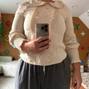 Casual Preppy Style High Waist Lace-up Pleated Shirt And Long Skirt 04_11zon