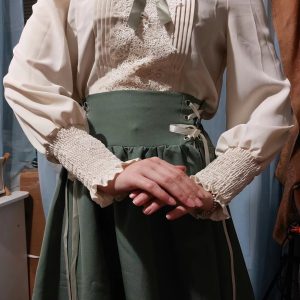 Casual Preppy Style High Waist Lace-up Pleated Shirt And Long Skirt588_11zon