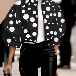 Casual Printed Zipper Fly Long Sleeve Jackets Streetwear