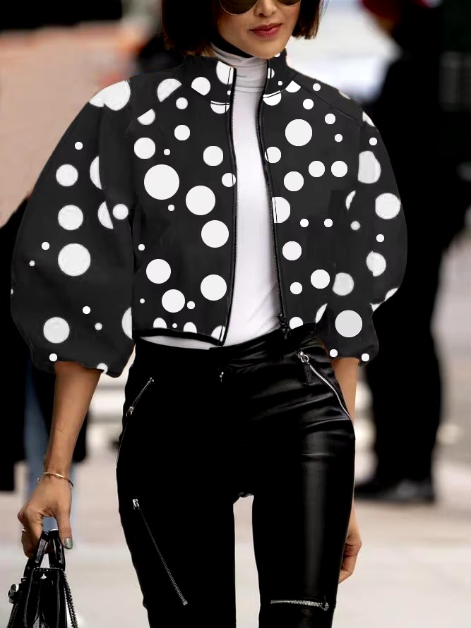 Casual Printed Zipper Fly Long Sleeve Jackets Streetwear