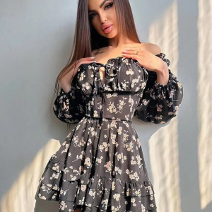 Casual Pullover Above Knee Slim Print Mini Dress