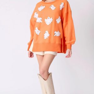 Casual Pullover Long Sleeve Crew Neck Halloween Cartoon Hoodie