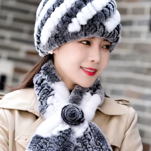 CasualRabbit Fur Hat Scarf 2 Piece Sets