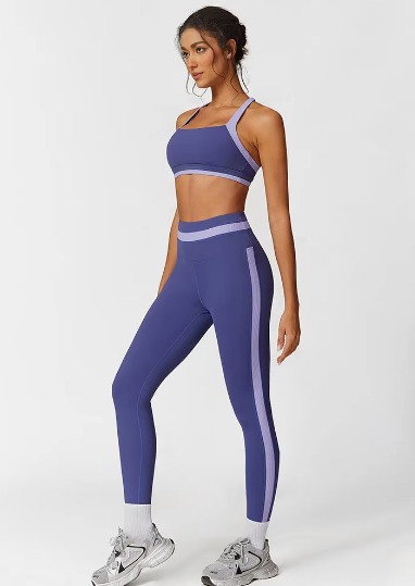 Casual Ribbed Sports Suits Bra And High Waist Leggings 2 Pieces Set - Image 6