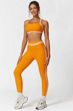 Casual Ribbed Sports Suits Bra And High Waist Leggings 2 Pieces Set - Image 8