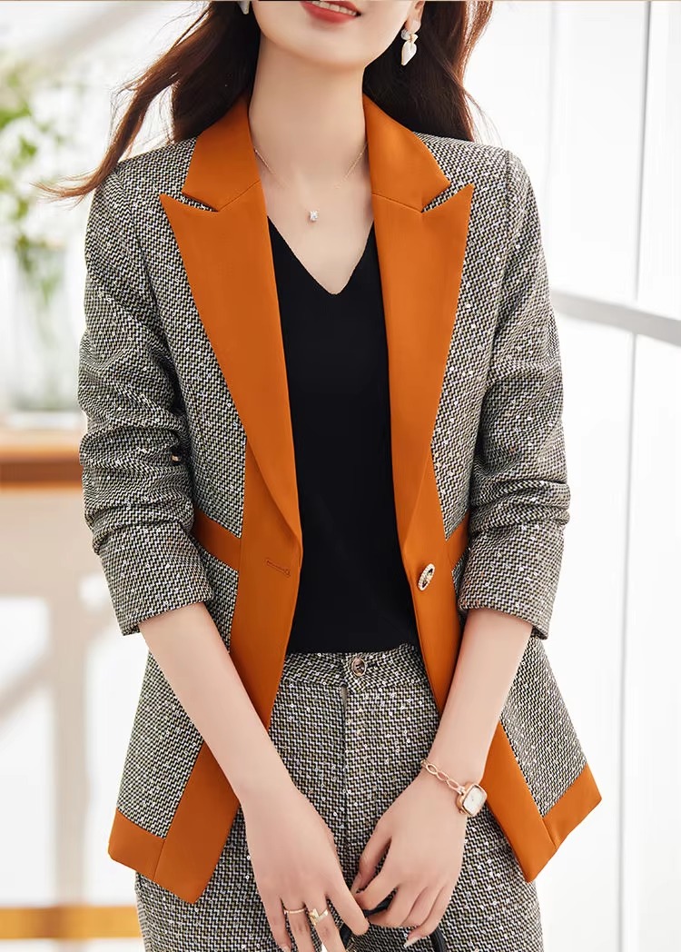 Casual Sequin Plaid Flare pant Full Sleeve Blazers Jacket Matching Two Piece Pants Suit - Image 7